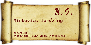 Mirkovics Ibrány névjegykártya